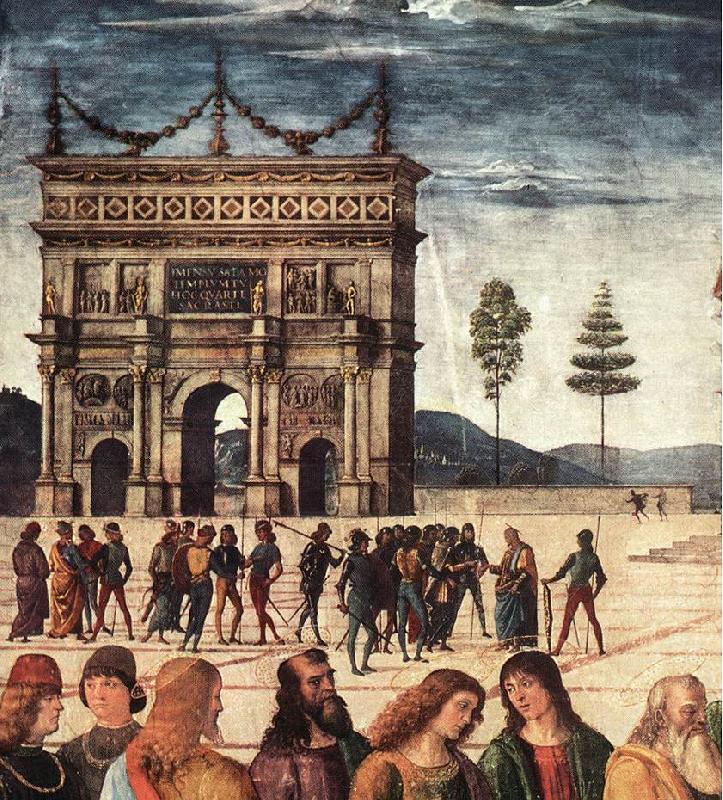 PERUGINO, Pietro Christ Handing the Keys to St. Peter (detail) a china oil painting image